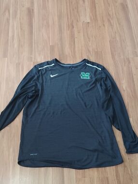 Nike Men’s Long Sleeve Dri-FIT Shirt - Black with Green Logo